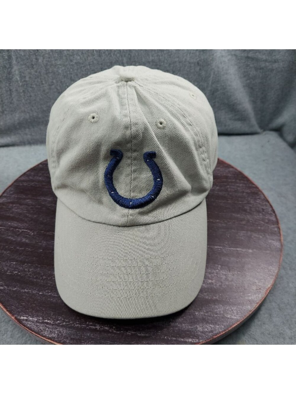 Indianapolis Colts Beige Baseball Cap With Blue Horseshoe Logo Adjustable Strapb